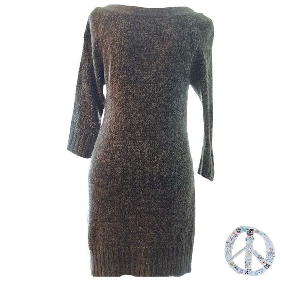 $ 5 $ add on Pink Rose marled black/ gray/ white knit sweater mini dress tunic - Picture 11 of 16